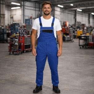 Summer work salopette ARES - Royal Blue / Black color 2