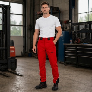 Summer work trousers ARES - Red / Black color 2
