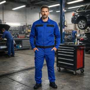 Summer work jacket ARES - Royal Blue / Black color 2