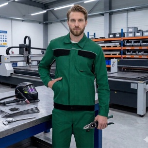 Summer work jacket ARES - Green / Black color 2