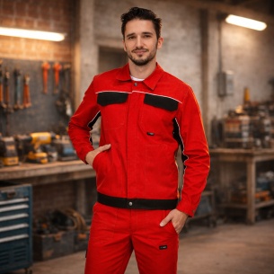 Summer work jacket ARES - Red / Black color 2