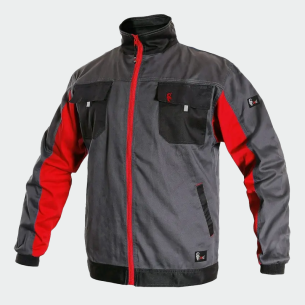 Summer work jacket PERSEUS - Grey / Red color
