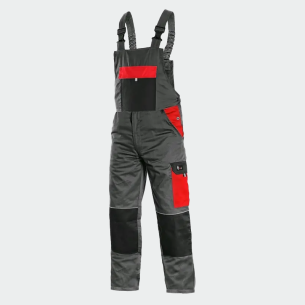 Summer work salopette CRONOS - Grey / Red color