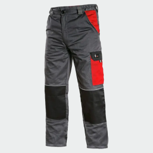 Summer work trousers CEFEUS - Grey / Red color