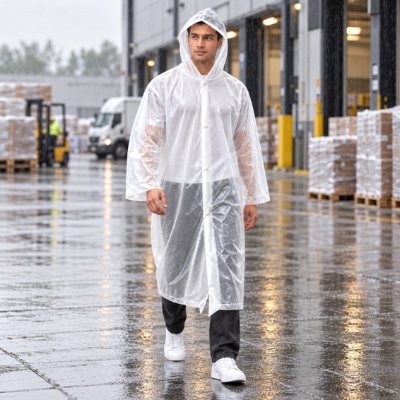 Disposable raincoat RAIN LITE - White color