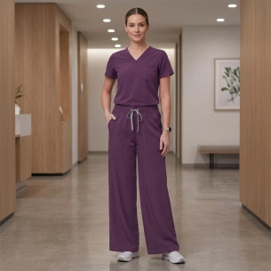 Медицински панталон AURELIA Straight - Eggplant цвят 2