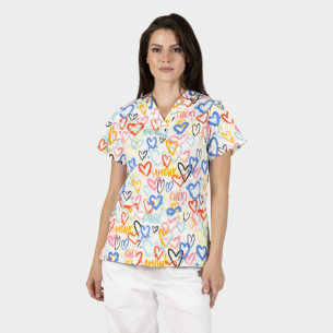 Scrub top BAMBINA - print Hearts 2