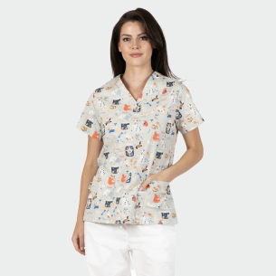 Scrub top BAMBINA - print Dogs / Cats 2