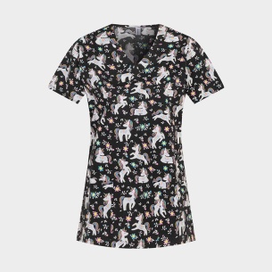 Scrub top BAMBINA - print Flower Unicorns