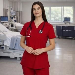 Scrub set BELLA - Paris Red color 2