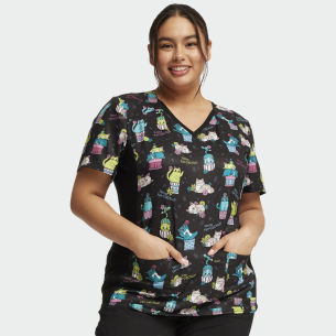 Scrub top IFLEX CK636 - print Feline Fan-cactus