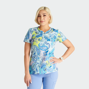 Scrub top GENUINE CK678 - print Paisley Punch