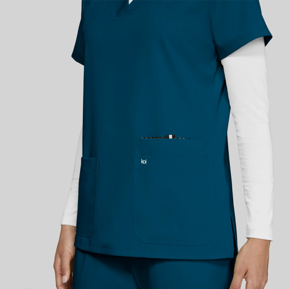 Scrub top HUSTLE AND HEART TOP 1019 - Caribbean Blue color