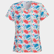 Scrub top ISABELLA - print Colourful Peacock