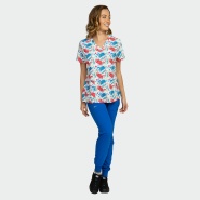Scrub top ISABELLA - print Colourful Peacock 2