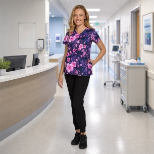 Scrub top MELINA - print Cherry Blossoms 2