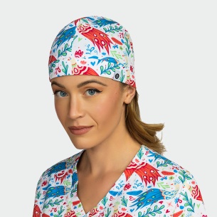 Медицинска шапка MODENA - принт Colourful Peacock 2