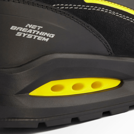Hi work shoes with a toe cap RUN NET AIRBOX MASTER BOA MID S3S - Black color