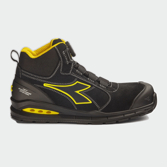 Hi work shoes with a toe cap RUN NET AIRBOX MASTER BOA MID S3S - Black color