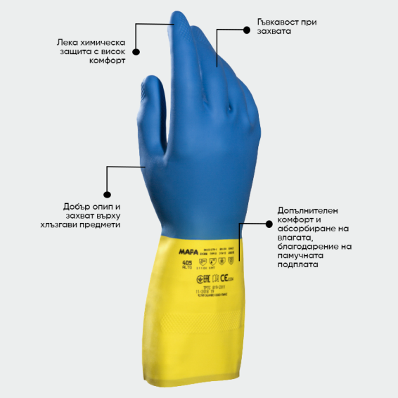 Chemical protection gloves ALTO 405 - Blue color