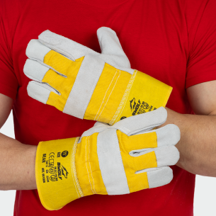 Leather winter work gloves BEAR - Yellow color 2