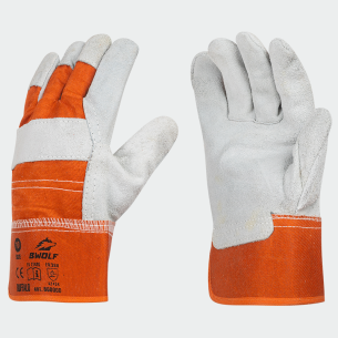 Leather winter work gloves BUFFALO - Orange color