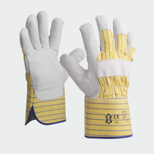 Leather work gloves CRANE - Yellow color
