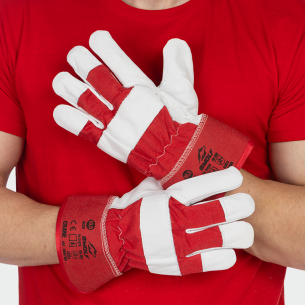 Leather work gloves CRANE - Red color 2