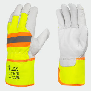Leather work gloves HIVE LAB - Yellow color