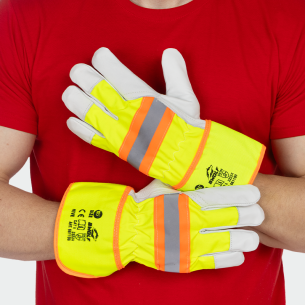 Leather work gloves HIVE LAB - Yellow color 2