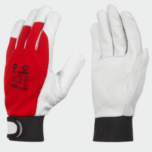 Leather work gloves IGUANA - Red color