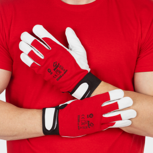 Leather work gloves IGUANA - Red color 2