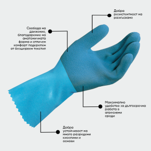 Chemical protection gloves JERSETTE 301 - Blue color 2