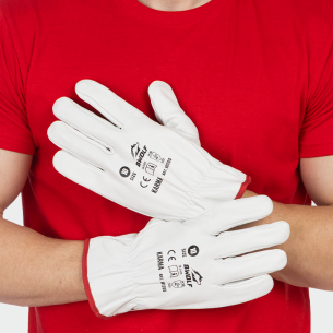 Leather work gloves KARMA - White color 2