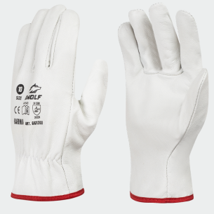 Leather work gloves KARMA - White color