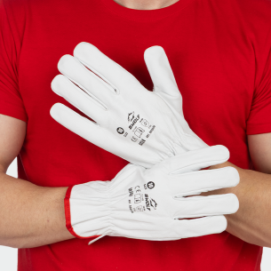Leather work gloves MANA - White color 2