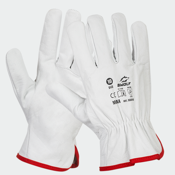 Leather work gloves MANA - White color