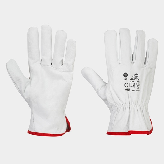 Leather work gloves MANA - White color