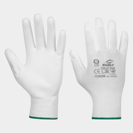 Polyurethane gloves PENGUIN White - White color