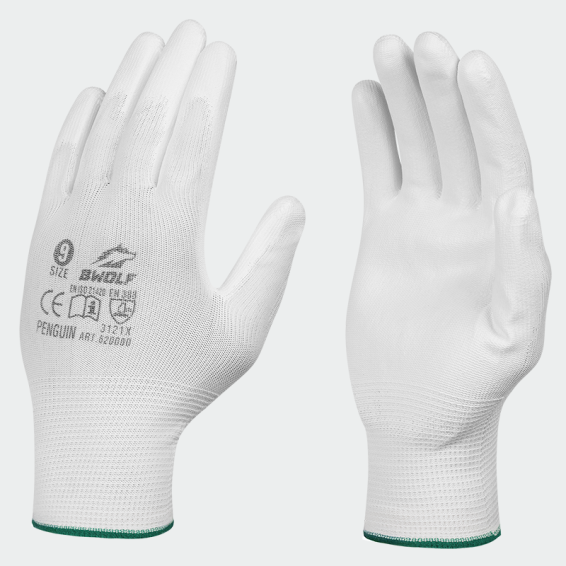 Polyurethane gloves PENGUIN White - White color