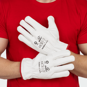Leather work gloves SOLIMANA - White color 2