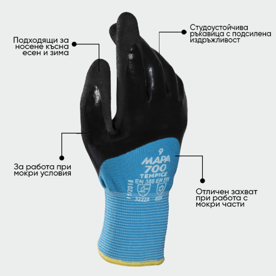 Nitrile gloves TEMP ICE 700 - Blue color